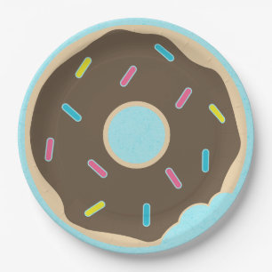 Assiettes En Carton Fête d'anniversaire du garçon Donut Sprinkate Choc