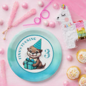 Assiettes En Carton Fête d'anniversaire du garçon Otter thème personna (Fête)