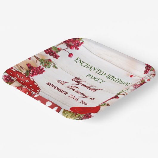 Assiettes En Carton Fête d'anniversaire du jardin de la baie de champi (Angulaire)