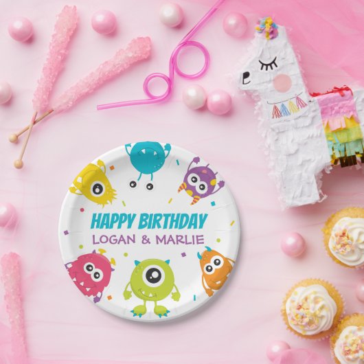 Assiettes En Carton Fête d'anniversaire du Monster (Fête)