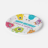 Assiettes En Carton Fête d'anniversaire du Monster (Angle)