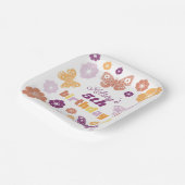 Assiettes En Carton Fête d'anniversaire du papillon rétro (Angulaire)