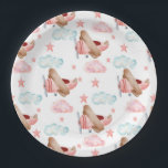 Assiettes En Carton Fête d'anniversaire du pilote d'avion rose vintage<br><div class="desc">Plaques papier d'anniversaire de l'avion rose vintage.</div>
