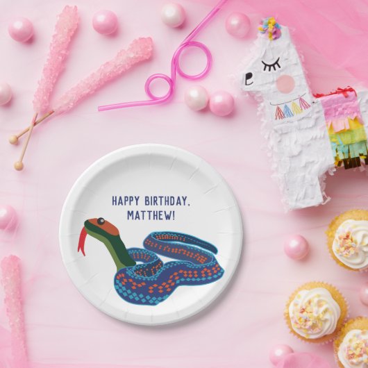 Assiettes En Carton Fête d'anniversaire du serpent à queue rouge de Ca (Fête)