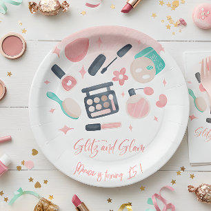 Assiettes En Carton Fête d'anniversaire du spa de beauté glitz et glam
