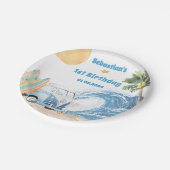 Assiettes En Carton Fête d'anniversaire du surf de plage (Angle)