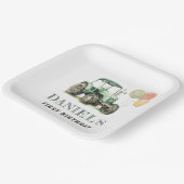 Assiettes En Carton Fête d'anniversaire du tracteur aquarelle (Angulaire)
