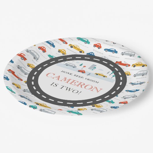 Assiettes En Carton Fête d'anniversaire du transport urbain moderne (Angle)