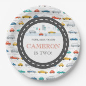 Assiettes En Carton Fête d'anniversaire du transport urbain moderne (Devant)