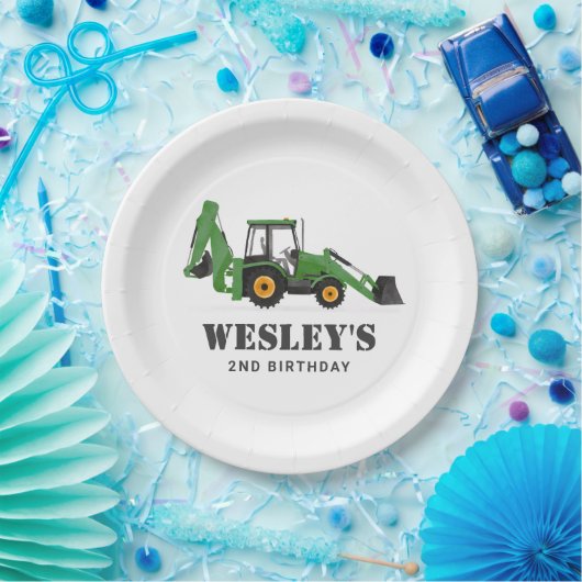 Assiettes En Carton Fête d'anniversaire du véhicule de construction (Fête)