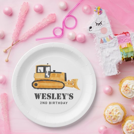 Assiettes En Carton Fête d'anniversaire du véhicule de construction (Fête)