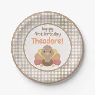 Assiettes En Carton Fête d'anniversaire d'un an de Un Petit Dindon