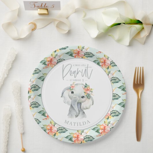 Assiettes En Carton Fête d'anniversaire d'un éléphant à l'aquarelle (Mariage)