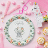 Assiettes En Carton Fête d'anniversaire d'un éléphant à l'aquarelle (Fête)