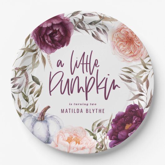 Assiettes En Carton Fête d'anniversaire d'un petit citrouille à l'auto (Devant)