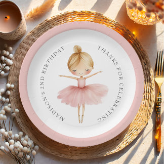 Assiettes En Carton Fête d'anniversaire élégante de ballerine rose pou