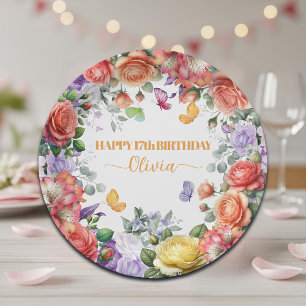 Assiettes En Carton Fête d'anniversaire élégante et colorée pour 17 an