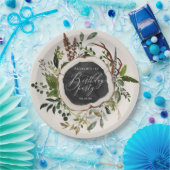 Assiettes En Carton Fête d'anniversaire en bois rustique de tranche (Fête)