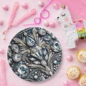 Assiettes En Carton Fête d'anniversaire en jean avec gemmes Denim & Di (Fête)