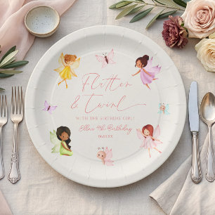 Assiettes En Carton Fête d'anniversaire enchantée de fée Flutter et Tw