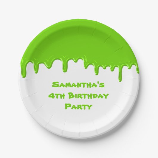 Assiettes En Carton Fête d'anniversaire Enfant Vert amusant Slime Driv (Devant)