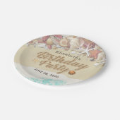 Assiettes En Carton Fête d'anniversaire Eté Plage de mer Starfish Coqu (Angle)