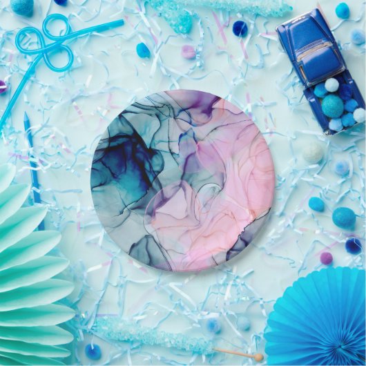 Assiettes En Carton Fête d'anniversaire Ethereal Turquoise & rose Inky (Fête)