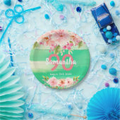 Assiettes En Carton Fête d'anniversaire fleuron vert bois (Fête)