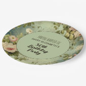 Assiettes En Carton Fête d'Anniversaire Floral Rose (Angle)