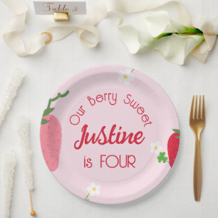 Assiettes En Carton Fête d'anniversaire fraise douce aux fruits rouges
