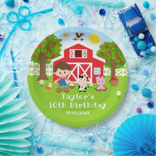 Assiettes En Carton Fête d'anniversaire garçon aux cheveux bruns grang (Fête)