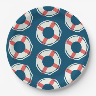 Assiettes En Carton Fête d'anniversaire garçon thème océanique piscine