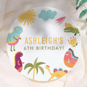 Assiettes En Carton Fête d'anniversaire genre neutre avec dinosaure mi