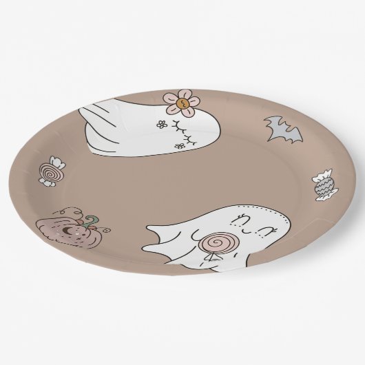 Assiettes En Carton Fête d'anniversaire Hallowee Cute Ghost (Angle)