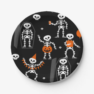 Assiettes En Carton fête d'anniversaire halloween squelette cercueil c