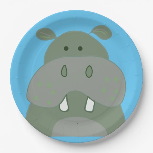 Assiettes En Carton fête d'anniversaire hippo (Devant)