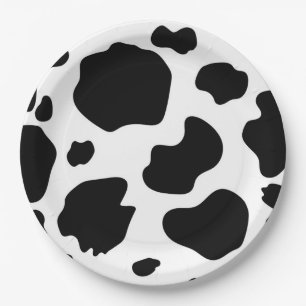 Assiettes En Carton Fête d'anniversaire Impression Taches de Vache Noi