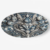 Assiettes En Carton Fête d'anniversaire Jean Denim & Diamonds Gemstone (Angle)