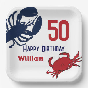 Assiettes En Carton Fête d'anniversaire joyeuse homard crabe