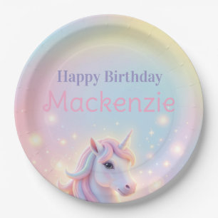 Assiettes En Carton Fête d'anniversaire Licorne et Paillettes de Arc-e