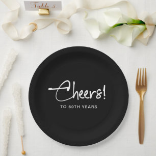 Assiettes En Carton Fête d'anniversaire minimaliste noir et blanc pour