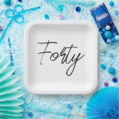 Assiettes En Carton Fête d'anniversaire moderne blanche et noire (Fête)