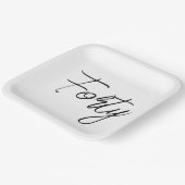 Assiettes En Carton Fête d'anniversaire moderne blanche et noire (Angulaire)