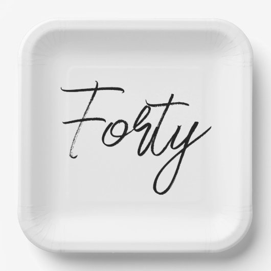 Assiettes En Carton Fête d'anniversaire moderne blanche et noire (Recto)