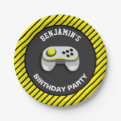 Assiettes En Carton Fête d'anniversaire moderne de jeu vidéo (Devant)