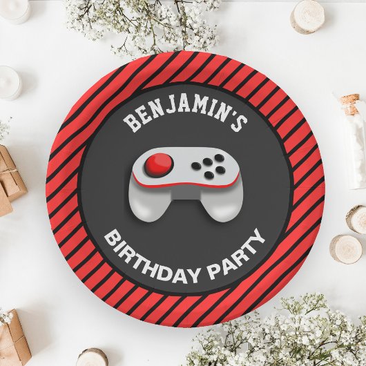 Assiettes En Carton Fête d'anniversaire moderne de jeu vidéo