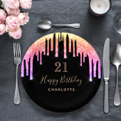 Assiettes En Carton fête d'anniversaire noir arc-en-ciel parties scint