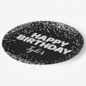 Assiettes En Carton Fête d'anniversaire noir et blanc (Angle)