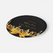 Assiettes En Carton fête d'anniversaire noir or ville skyline arc (Angle)