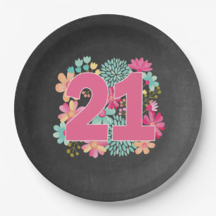 Assiettes En Carton Fête d'anniversaire Numéro 21 21 ans